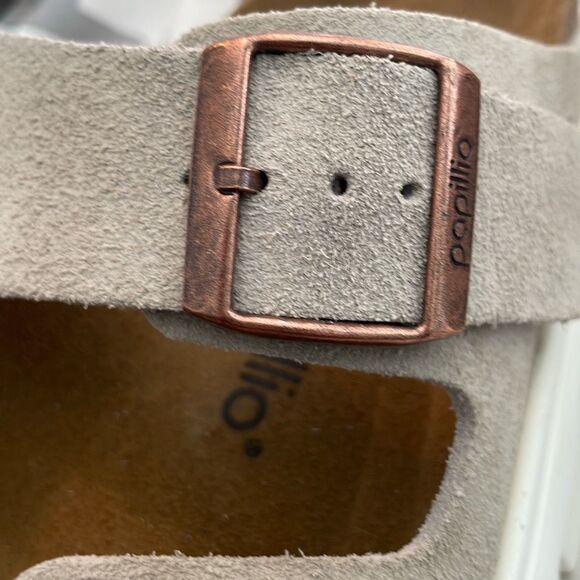 Papillio by Birkenstock Arizona Chunky Platform Sandal Taupe Suede 41 W10 M8 - Picture 11 of 12
